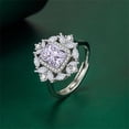 thumbnail image 3 of Princess Cut CZ Wedding Engagement Ring for Women Big Crystal Cluster Adjustable Finger Band Rings Comfort Fit Fashion Art Deco Birthday Wedding Christmas Jewelry, 3 of 12