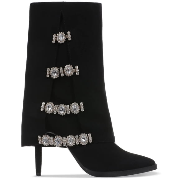 Thalia Sodi Womens Nami Rhinestone Mid-Calf Boots Black Size 5M