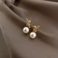 thumbnail image 2 of EOEMY Fashion Women White Pearl Wedding Drop Earrings 18K Gold Plated Jewelry Gift-#5, 2 of 2