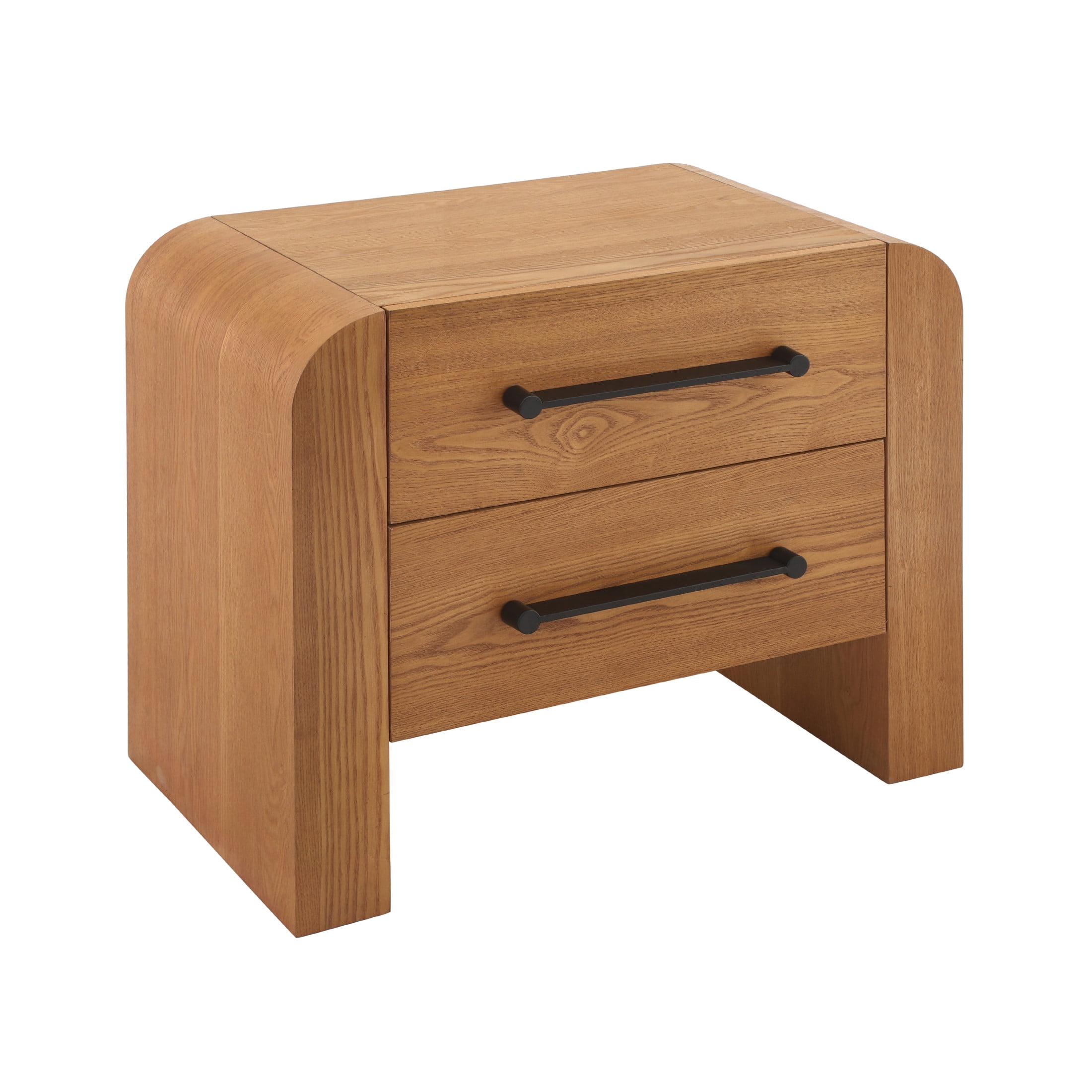 Christopher Knight Home 2-Drawer Nightstand, Modern Bedside Table with Metal Handles and Storage, Natural