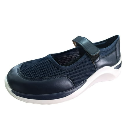 CHOII 50% off Clearance Round Head Shallow Mouth Soft Leather Grandma Shoes Women s Shoes Comfortable Casual Non Slip Flats for Women Cushionaire Sandals Summer Sandals for Women 2024 Dark Blue/6.5