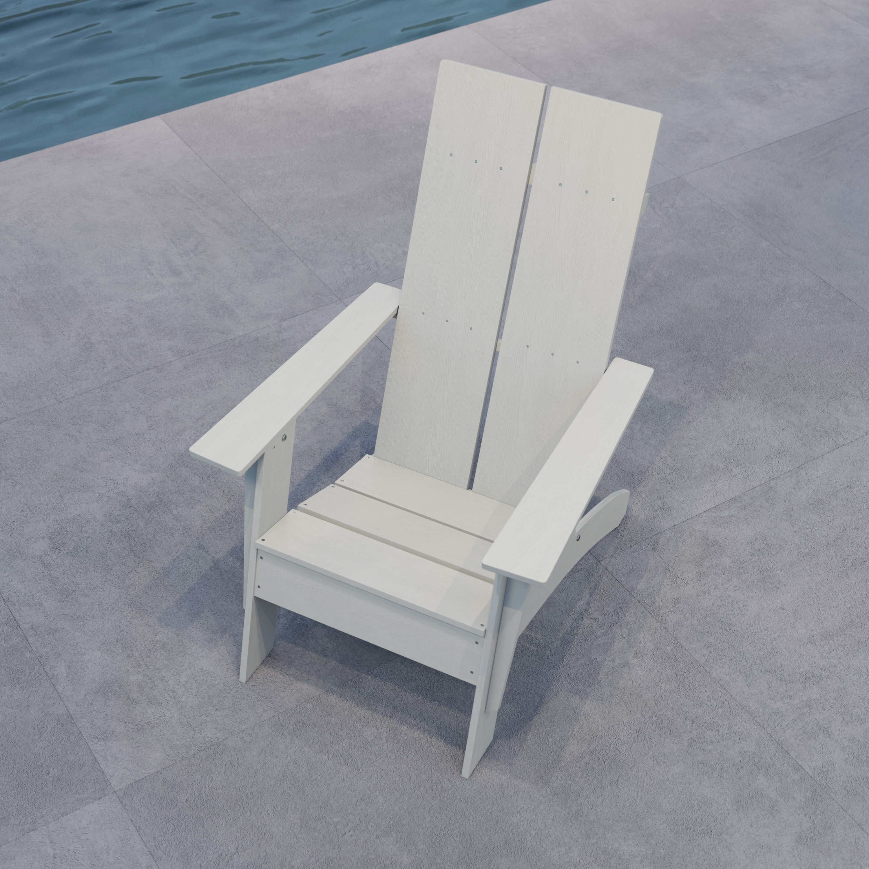 Merrick Lane Modern 2 Slat Back All-Weather Poly Resin Wood Adirondack Chair in Gray
