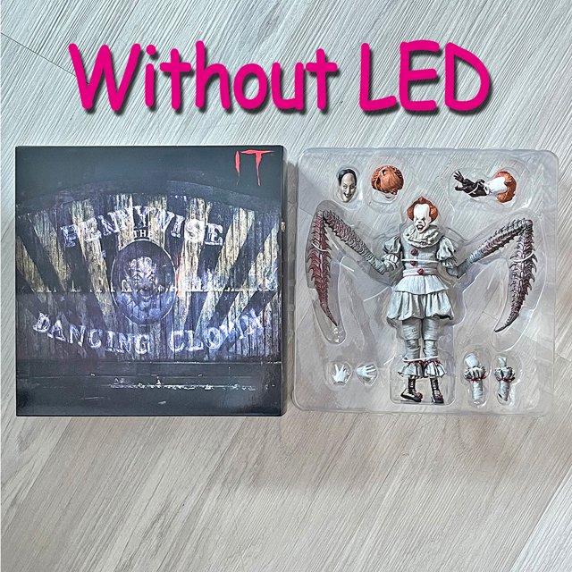 Figura del Joker Pennywise con LED NECA, muñeco de juguete de Pennywise, muñeco de terror para Halloween, regalos de cumpleaños y Navidad, en Stock