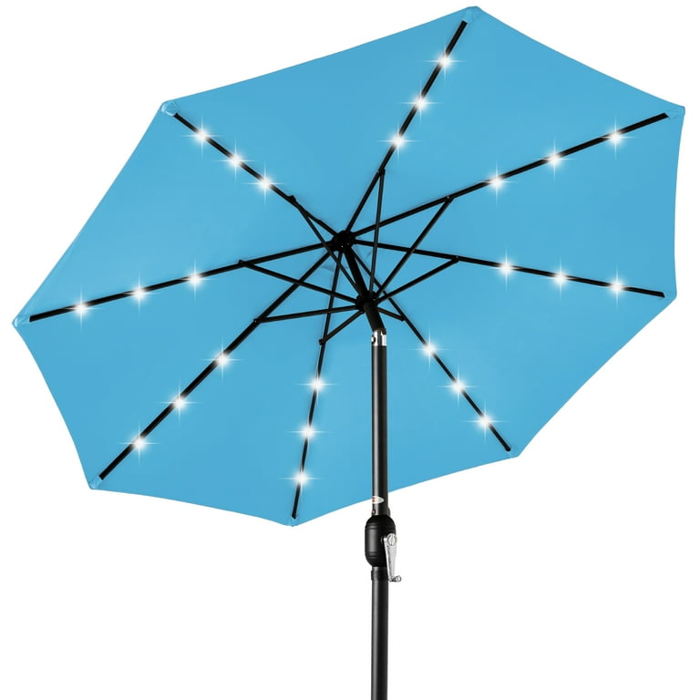 Best Choice Products 10ft Patio Umbrella, Solar LED Lights, Tilt