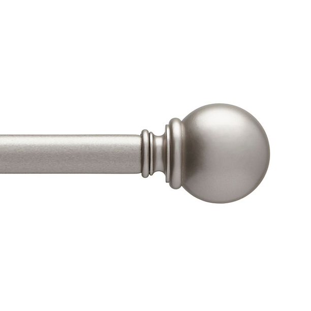 Café Ball Finial 18 to 28Inch Adjustable Curtain Rod in Nickel