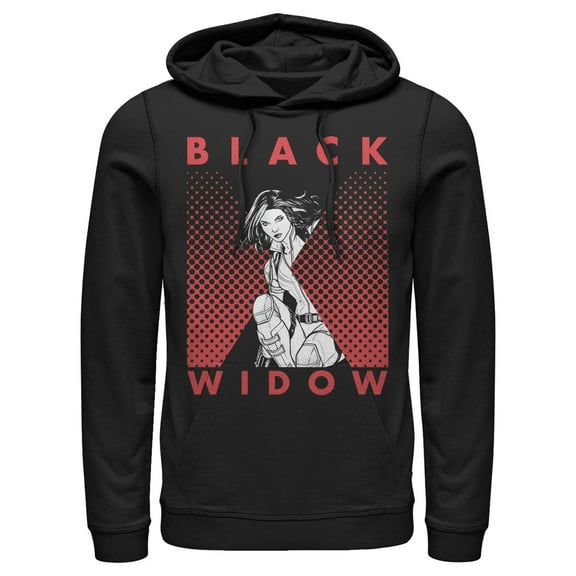 Men's Marvel Black Widow Gradient Pose  Pull Over Hoodie Black 3X Large
