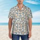 thumbnail image 2 of Balery White Popcorn Camisas hawaianas de manga corta para hombre, camisas playeras de corte holgado, camisas de vacaciones con botones,X-Large, 2 of 7