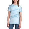 thumbnail image 2 of Honeii Light Blue Marble Print Youth Short Sleeve T-Shirt,Boys Athletic Shirt,Quick Dry Short Sleeve Performance Moisture Wicking T Shirt, 2 of 6