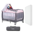 thumbnail image 1 of Cuna Corral para Bebé Plegable con Cambiador y Colchón Impermeable Memory rosa Grande, 1 of 10