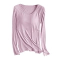thumbnail image 4 of Sakmal Pullover Pajama Tops for Women Plus Size Cotton Long Sleeve Loungewear Pink Crew Neck Loungewear for Women 4XL, 4 of 5