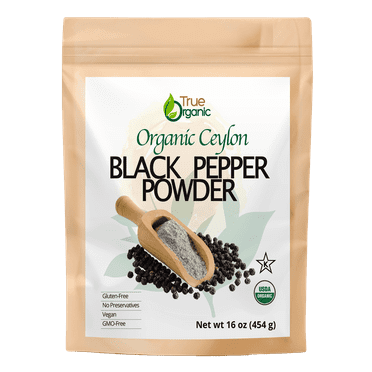 True Organic Ceylon Black Pepper Powder, 16 Ounces, USDA Organic & Kosher Certified