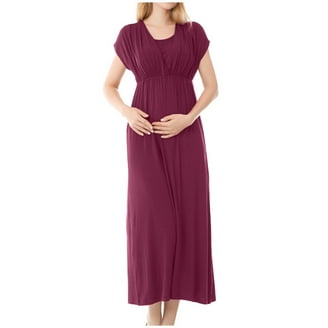24/7 Comfort Apparel Long Sleeve Fit and Flare Maternity Midi Dress -  Walmart.com