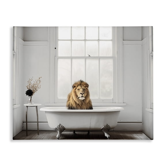 Minimalist Lion Bathtime Canvas Wall Art, design by Sasha