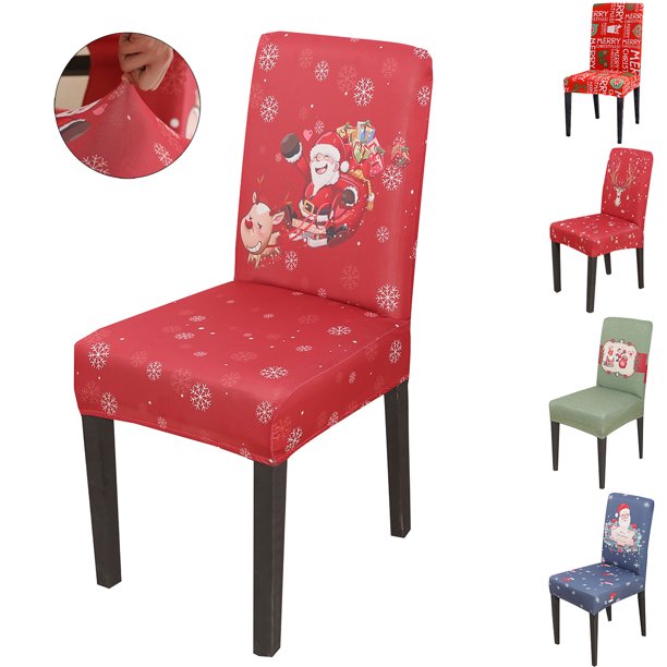 MeAddHome Christmas Stretch Dining Chair Cover Santa Banquet Chair