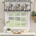 thumbnail image 2 of Spring Floral Curtain Valances for Windows, Kitchen Valance Window Treatments Panel 2 Pack, Pastoral Bottle Flowers Wood Black Plaid Rod Pocket Short Curtains for Bathroom Bedroom 42 x 12 Inch, 2 of 8