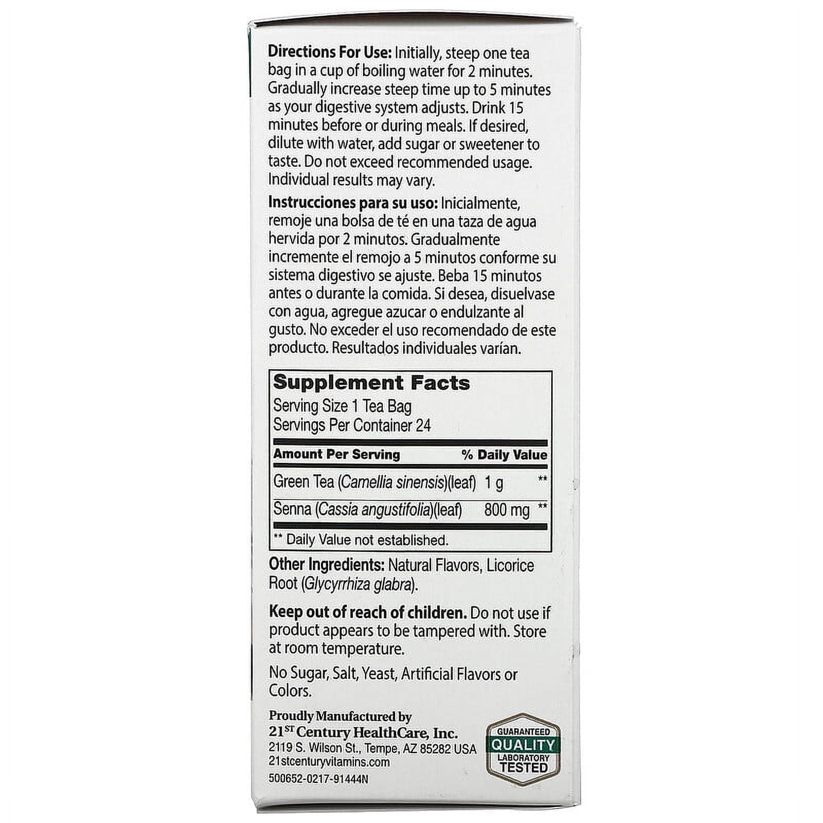 21st Century, Herbal Slimming Tea, Green Tea, 24 Tea Bags, 1.7 oz Pack of 4
