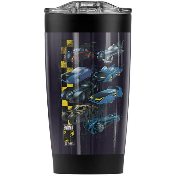 Batman 80 Years Batmobiles Stainless Steel Tumbler 20 oz Coffee Travel Mug/Cup, Vacuum Insulated & Double Wall with Leakproof Sliding Lid | Great for Hot Drinks and Cold Beverages