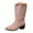 Pink, variant on Retro Wide Calf Cowboy Boots for Women Roman Embroidered Suede Chunky Mid Heel Cowgirl Tall Boots Brown Size 6