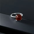 thumbnail image 5 of Gem Stone King 925 Sterling Silver Red Garnet Women Ring (5.55 Cttw, Cushion Cabochon 10MM, Size 9), 5 of 5