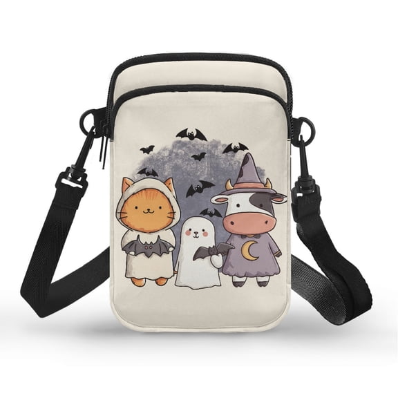 HELLHERO Ghost Cat Cow Adjustable Crossbody Bag Stylish, Double Deck for Outdoor Travel Daily Use, Daily Commute or Casual Outings