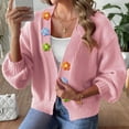 thumbnail image 6 of YUGYXL Women's Cable Knit Cardigan Teen Girl Cute Open Front Cardigans Sweater Long Sleeve Blouses Pink M, 6 of 6