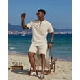 thumbnail image 4 of COOFANDY Mens Beach Set 2 Piece Cotton Linen Outfit for Men Short Sets For Summer Vacation Wedding, 4 of 6