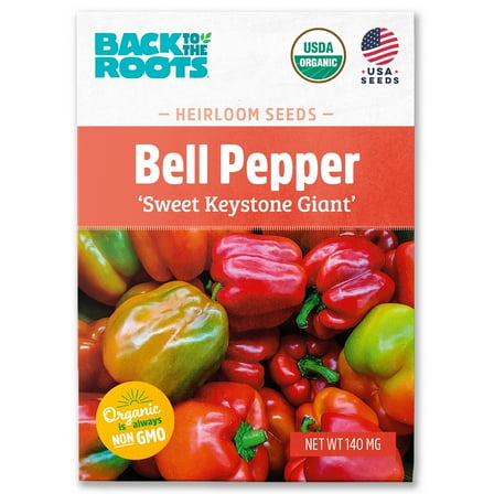Back to the Roots Organic Bell Pepper 'Keystone Giant', 1 Seed packet