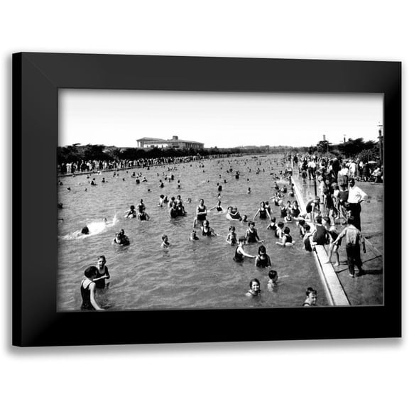 Vintage San Francisco 14x11 Black Modern Framed Museum Art Print Titled - Fleishhacker Pool, San Francisco, CA