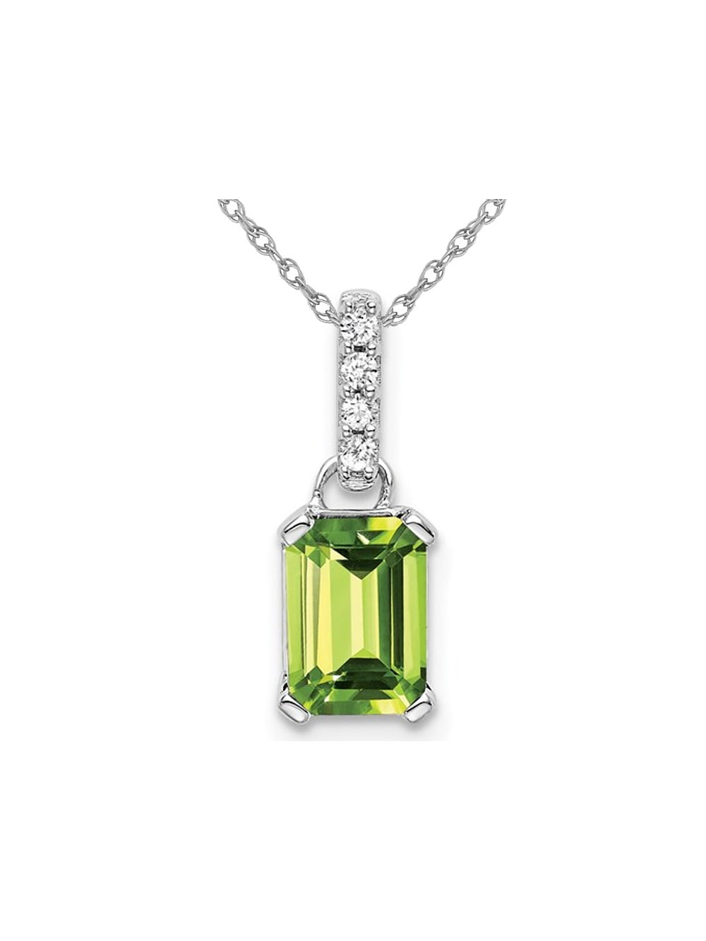 Emerald Cut Peridot Drop Pendant 
