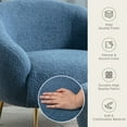 thumbnail image 6 of KOSSMAI Upholstered Teddy Soft Accent Armchair with Ottoman and Metal Legs for Living Room Bedroom Blue, 6 of 6