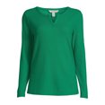 thumbnail image 4 of Nine.Eight Women's Waffle Knit Henley with Long Sleeves, 4 of 5
