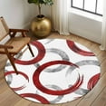 thumbnail image 3 of Round Rugs 8 Ft, Red Grey Non Slip Area Rugs for Kitchen Bedroom Entryway, Geometric Circle Modern Abstract Simple Art Washable Carpet Runner Rug Floor Mats for Bedroom Home Decor, 3 of 9