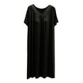 thumbnail image 4 of Wancir Women's V-Neck Nightgown Lightweight Fabric & Pleated Front Long Sleep Dress, 4 of 5