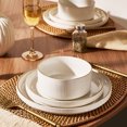 thumbnail image 2 of Famiware Star 12-Piece Dinnerware Set, Service for 4, White with Brown Rim, 2 of 6