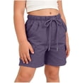 thumbnail image 4 of Maqroz Girls Cargo Shorts Elastic Waist Button Closure Casual Summer Shorts with Side Pockets Solid Color Loose Fit Bottoms 5-15 Years, 4 of 8