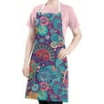 thumbnail image 5 of Purple Pioneer Flower and Paisley Pattern Apron-Garden Aprons for Women with Pockets-Cotton Linen Waterproof Kitchen Cooking Gardening Aprons Adjustable for Kitchen,Cooking,BBQ and Salon 33x27 Inch, 5 of 7