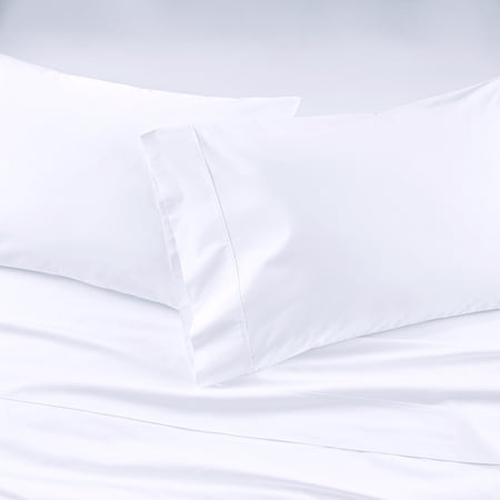 BETTER HOMES & GARDENS COOL & CRISP 3-PIECE 300 THREAD COUNT ARCTIC WHITE COTTON PERCALE SHEET SET, TWIN