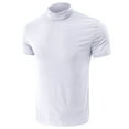 thumbnail image 3 of RYRJJ Mens Mock Turtleneck T-Shirt Short Sleeve Pullover Basic Designed Undershirt Stretch Lightweight Slim Fit Athletic Muscle Tops(White,XL), 3 of 4