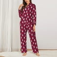 thumbnail image 2 of Pofeuu white Tree red plaid Print Womens Pajamas Set Long Sleeve Sleepwear Button Down Nightwear Soft Pj Lounge Sets Button Down Pajamas Women-Large, 2 of 7