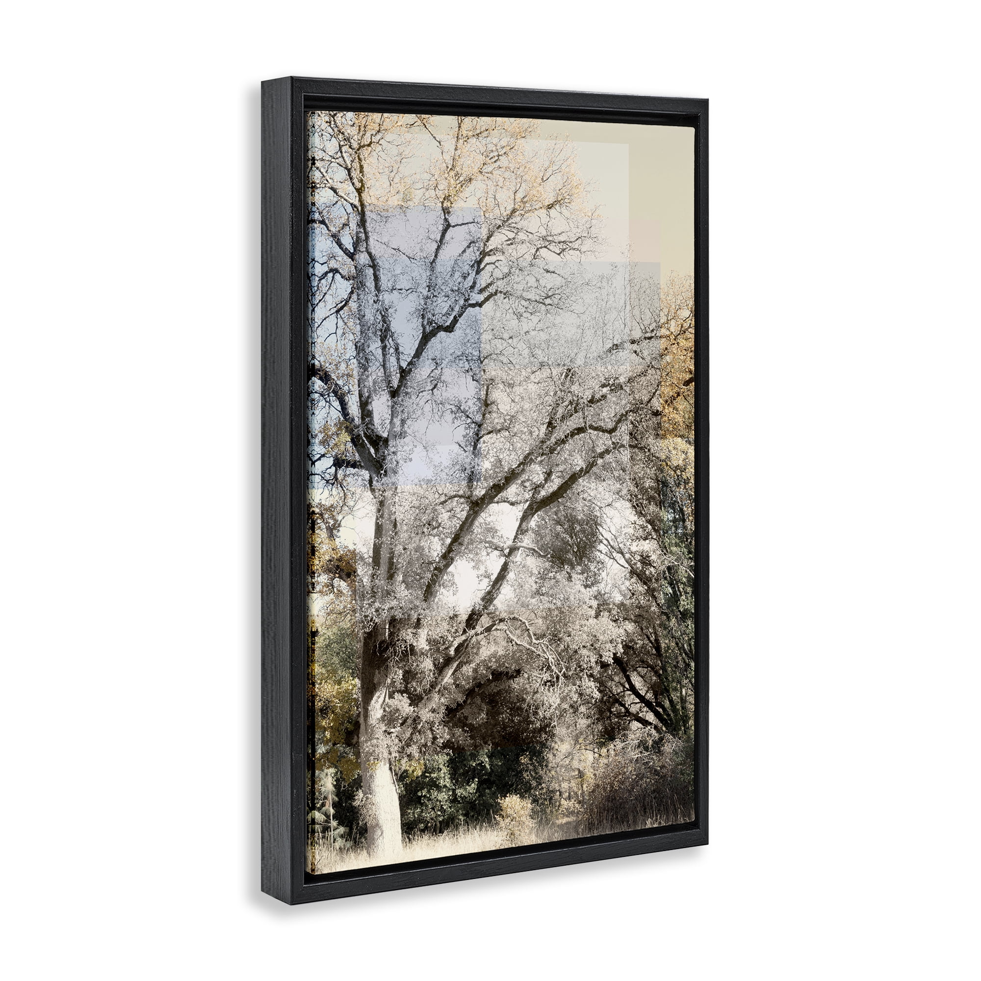 Stupell Industries Tree Collage Layers Black Framed Floater Canvas Wall Art, design by Gemma Bardot