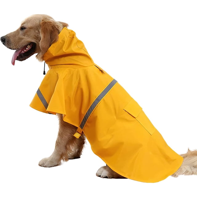 Large Dog Waterproof Adjustable Rain Poncho Lightweight Reflective Pink XXL