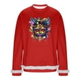thumbnail image 2 of BRGZLK Men Mardi Gras Sweatshirt Fashion Loose Casual Round Neck Carnival Print Pullover Long Sleeve Sweatshirt Top Red A L, 2 of 5