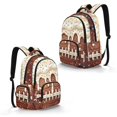 thumbnail image 2 of Kuiaobaty Rugby Print Kids Backpack for Boys Girls Ice Cream Print Bookbag Daypack with Cup Holder 17 Inch School Backpack for School, Brown, 2 of 7
