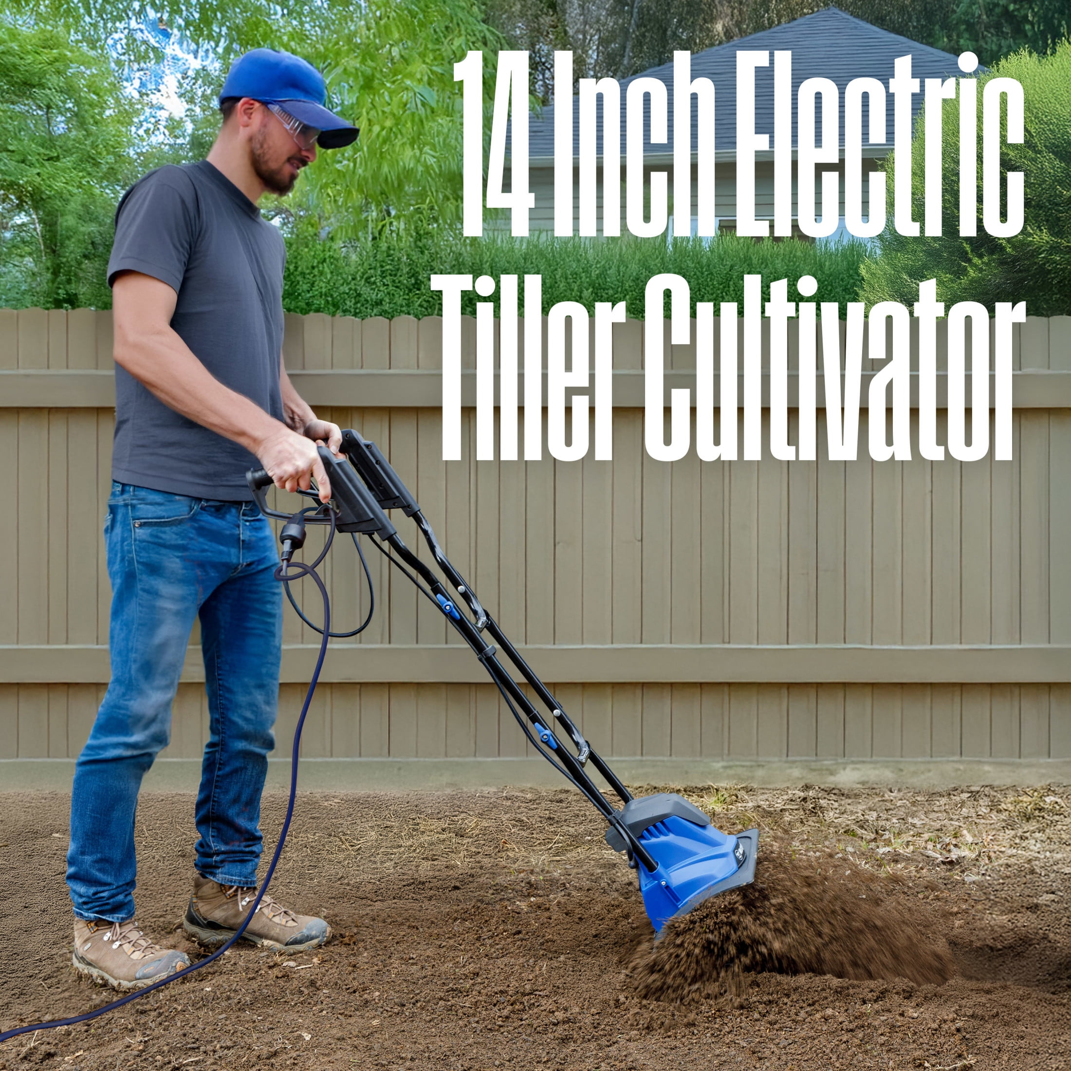 Westinghouse W14TCAC 14-Inch, 10 Amp Corded Electric Tiller Cultivator for Gardening, with 4 Steel Blades