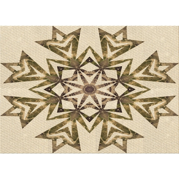 Ahgly Company Indoor Rectangle Patterned Vanilla Gold Area Rugs, 5' x 7'