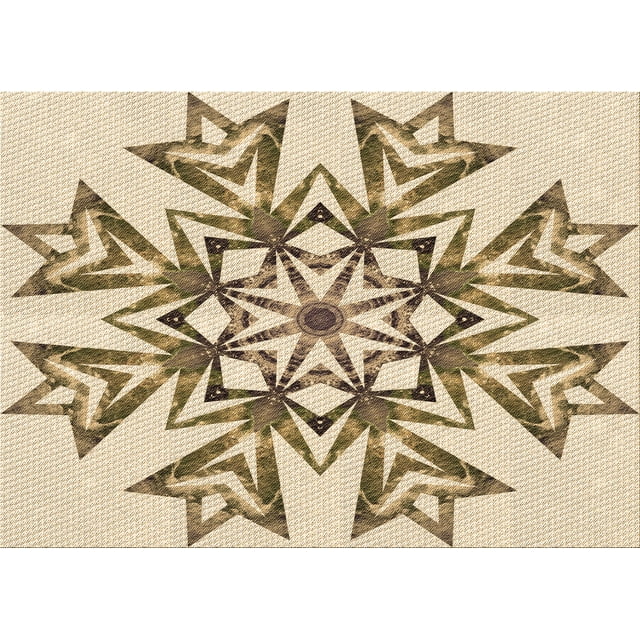 Ahgly Company Machine Washable Indoor Rectangle Transitional Vanilla Gold Area Rugs, 8' x 10'