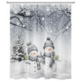Winter Christmas Shower Curtain for Bathroom Grey Snowman and Snow Pine
