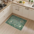 thumbnail image 2 of ODIKA 3'x5' Mint Green Meadow Lily Washable Throw Rug Whimsical Nature Scene With Floral And Fauna Motifs for Entryway, Kitchen, Mudroom, Stain Resistant, Low Profile, Non-Slip, 2 of 7