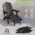 thumbnail image 5 of Vebreda Folding Adjustable Adirondack Chair with Retractable Footrest, 3-Position Backrest, Cup Holders, Black, 5 of 9