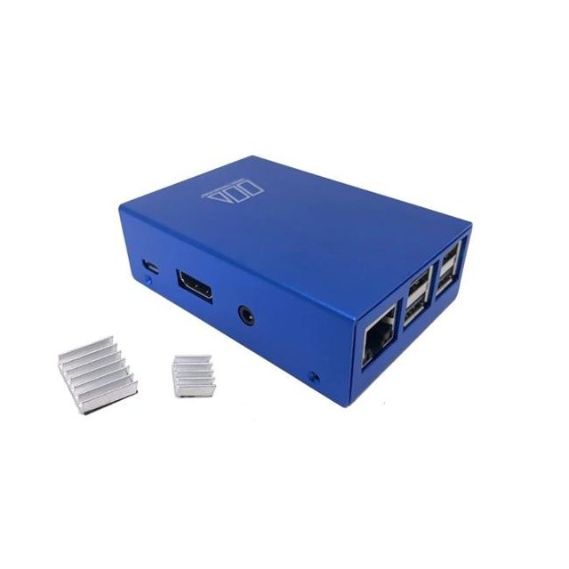Micro Connectors RAS-PCS03-BL Aluminum Raspberry Pi 3 Model B B Plus Case - Blue